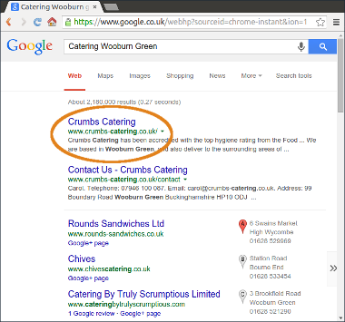 Crumbs is first on google